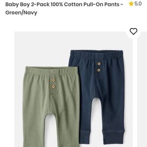 Carter's Green and Navy Pull-On Pants for newborns